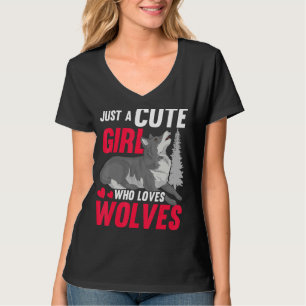 Camiseta "Uivando Mulheres De Lobo" Apenas Uma Garota Bonit