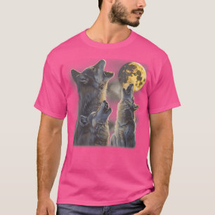 Camiseta Uivando Na Lua Lobos Legal Do Lobo Da Montanha Ani