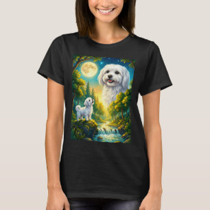 Camiseta Uivando para a lua meme animal cachorro maltês