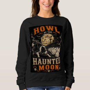 Camiseta Uivar à Lua Assombrada Border Collie Halloween G