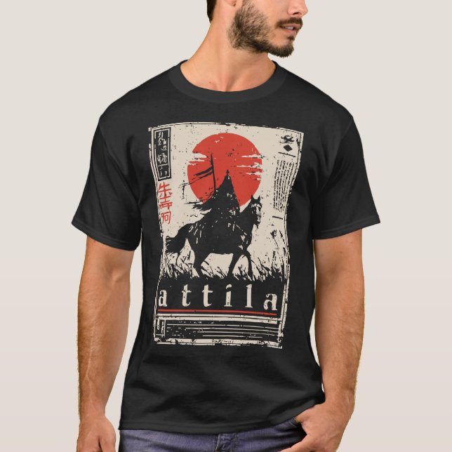 Camiseta Ukiyo-e Attila | Hun Warrior Portrait (Frente)