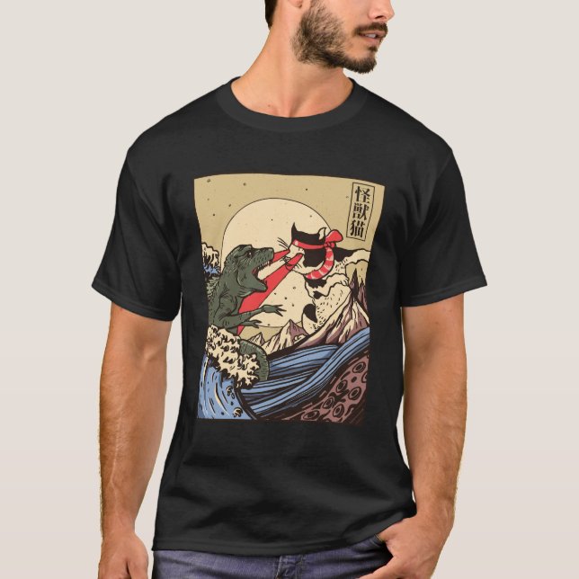Camiseta Ukiyo-e Catzilla Samurai versus Giant Kaiju  (Frente)