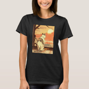 Camiseta Ukiyo e Kanagawa Tatuagem Japonesa Vintage Gato Gr