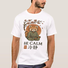 Camiseta ukiyo-e Panda Vermelho- FIQUE CALMO meditação Zen 