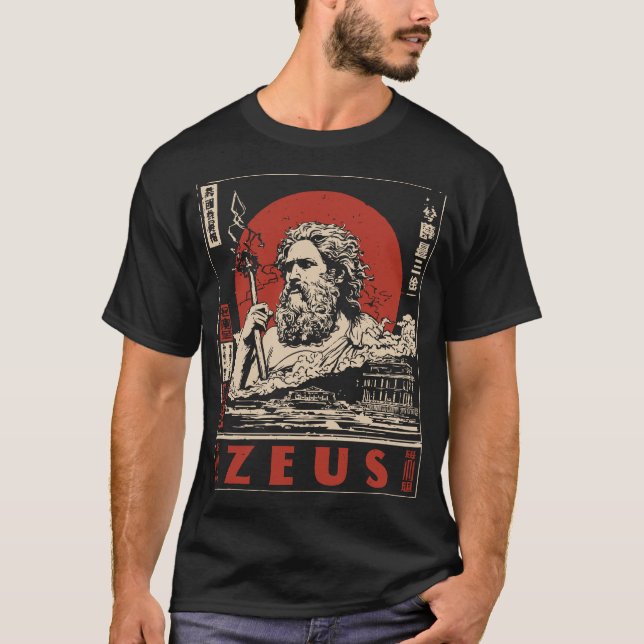 Camiseta Ukiyo-e Zeus Thunder | Arte da mitologia grega (Frente)