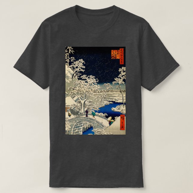 Camiseta Ukiyoe Ando Hiroshige Yuhi Hill e Drum Bridg (Frente do Design)