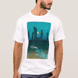 Camiseta ukiyoe hasui Nº 52 Lua noturna sobre Nakanosima
