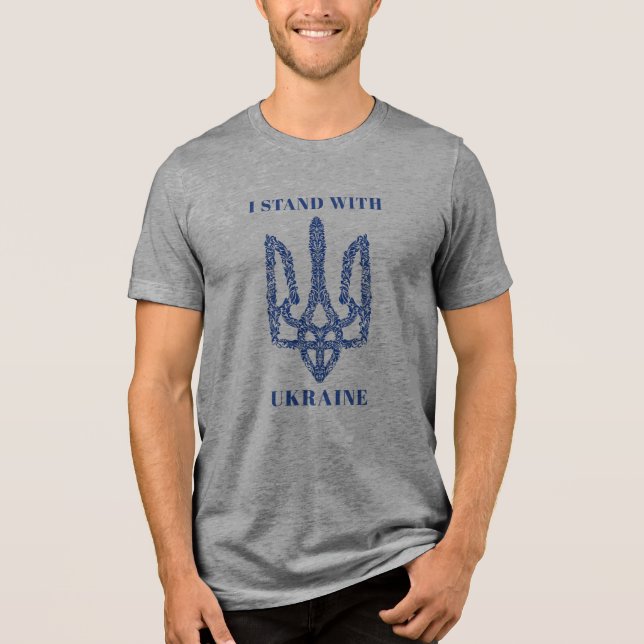 Camiseta UKRAINE. Trident. I Stand With Ukraine.  (Frente)