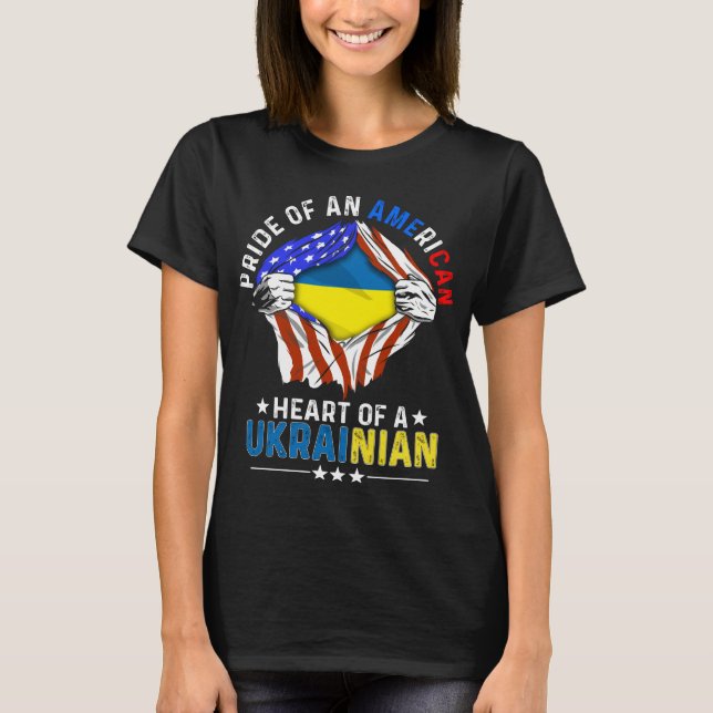 Camiseta Ukrainian American Foreign Ukraine Flag (Frente)