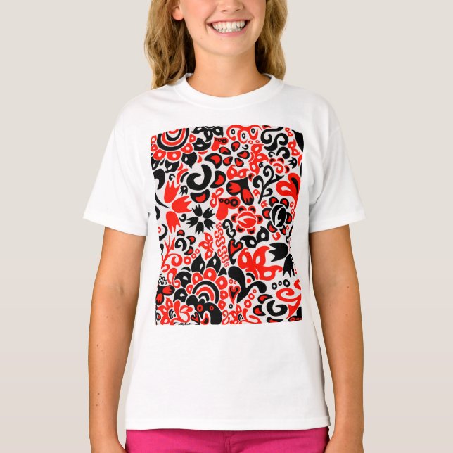 Camiseta Ukrainian ethnic folk art floral pattern absrtact  (Frente)
