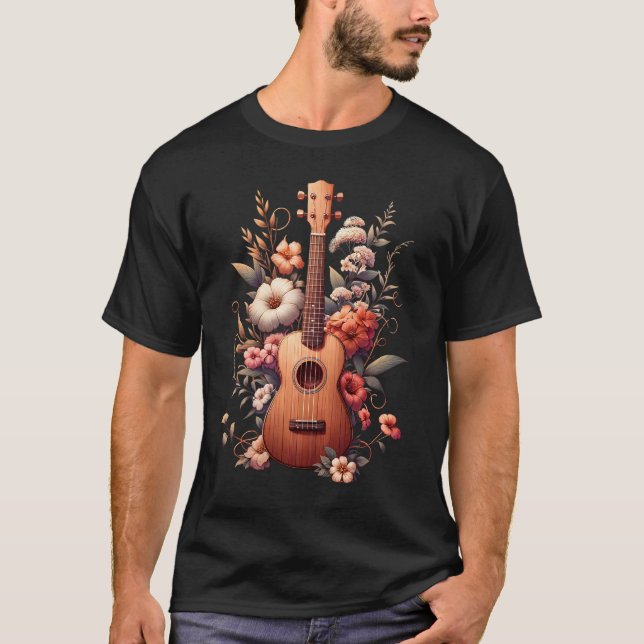 Camiseta Ukulele Aestético Floral Ukulelist Ukulele (Frente)