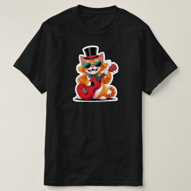 Camiseta Ukulele Cat Serenade (Frente do Design)