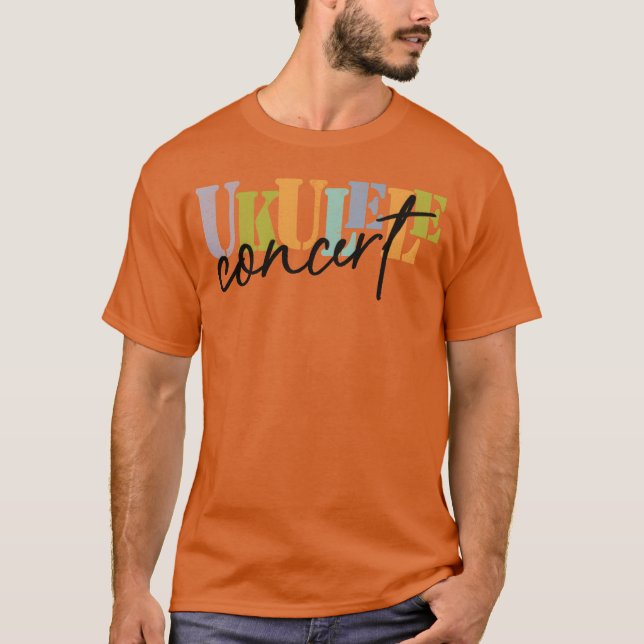 Camiseta Ukulele de Concerto em presente pastel (Frente)