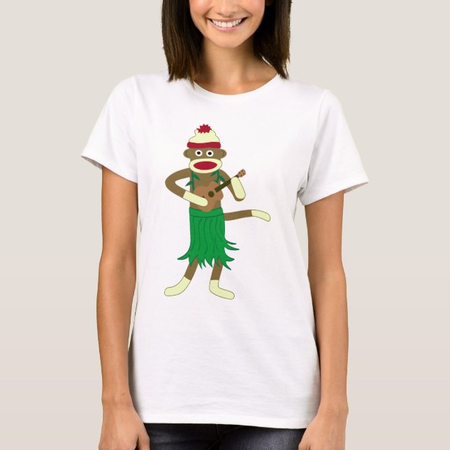 Camiseta Ukulele do macaco da peúga (Frente)