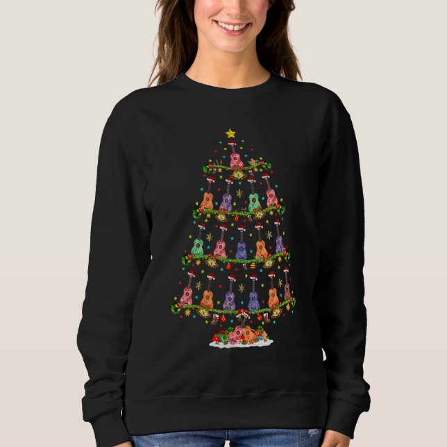 Camiseta Ukulele Guitar Xmas Lighting Santa Ukulele Christm (Frente)