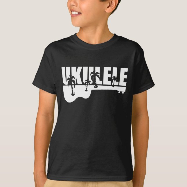 Camiseta ukulele havaiano branco (Frente)