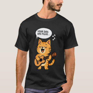 Camiseta Ukulele Havaiano Uke Gato Seu Cachorro Tem Pulgas