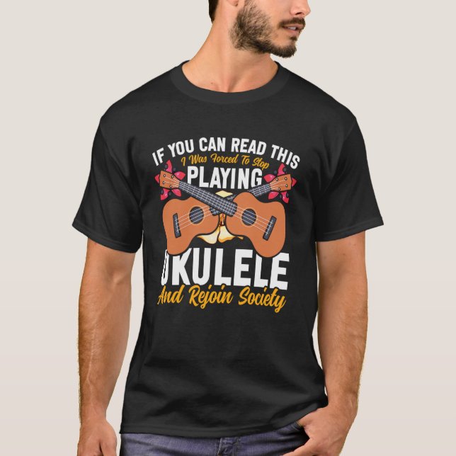 Camiseta Ukulele Havaiano Uke Se Você Pode Ler Isto Eu Fui  (Frente)