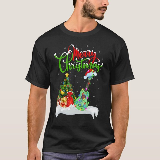 Camiseta Ukulele Music   Xmas Decorations Santa Ukulele Chr (Frente)