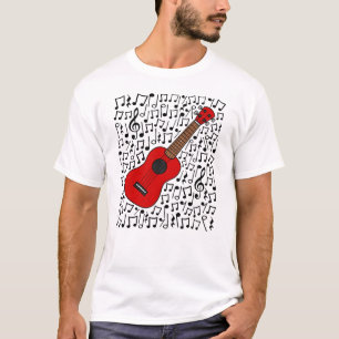 Camiseta Ukulele Musical Notes Uke Player Musical