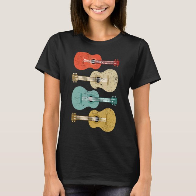 Camiseta Ukulele Músico Uke Player Retro Vintage Ukulele (Frente)