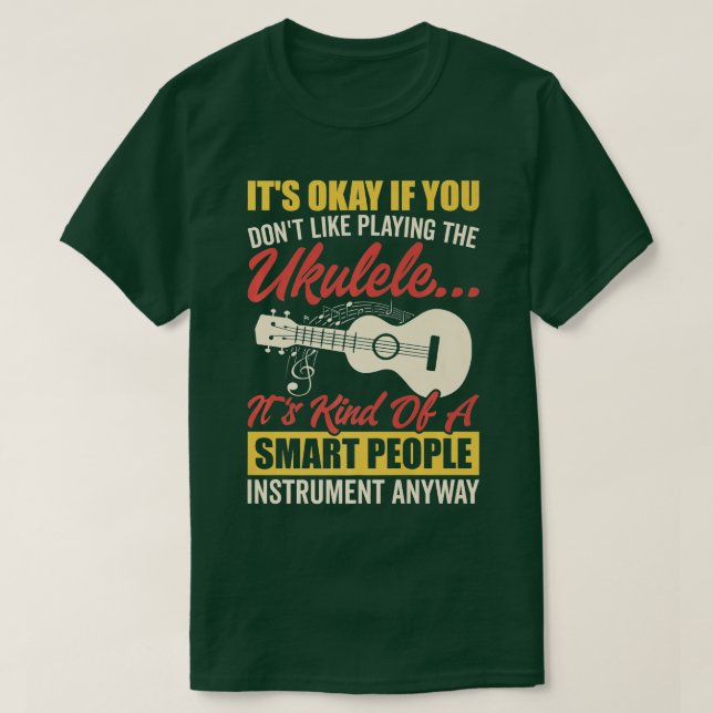 Camiseta Ukulele Smart Pessoas Instrumento da Violão Havaia (Frente do Design)