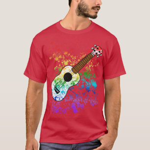 Camiseta Ukulele Ukulelist Rainbow Cores Uke Player Música