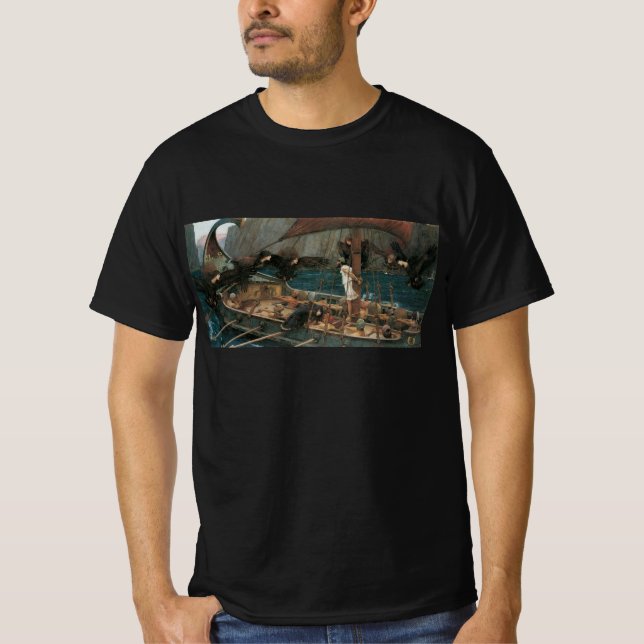 Camiseta Ulisses e as Sirens por John William Waterhouse (Frente)