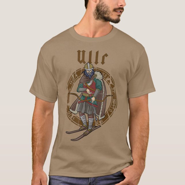 Camiseta Ullar Deus Da Arqueação Viking Presente Caçando Es (Frente)