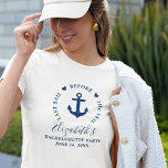 Camiseta Última Vela Antes Da Festa de solteira Do Véu<br><div class="desc">Última Vela Antes Da Festa de solteira Náutica Do Véu Ancora Corações Marinho Azul e Camiseta Branca</div>