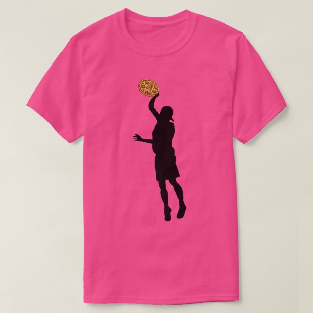 Camiseta Ultimate Frisbee Silhouette Jumping Catch Pizza Di (Frente do Design)
