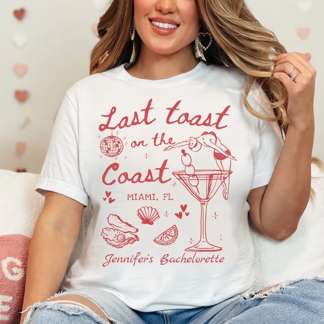 Camiseta Último Brinde Na Bachelorette Vermelha Da Praia Co (Criador carregado)