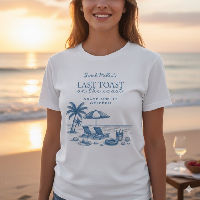Camiseta Último brinde na costa Festa de despedida azul par (Criador carregado)