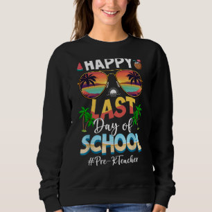 Camiseta Último Dia Da Escola Pré K Professor Praia Sunset