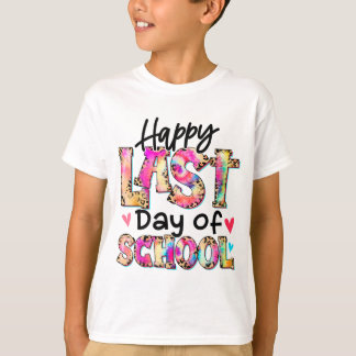 Camiseta Último Dia Da Escola Tie Dye Leopard Graduação Tea