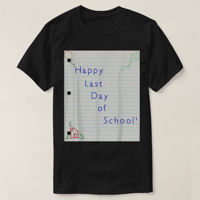 Camiseta Último dia de aulas assinando crianças. Teache Aut (Frente do Design)