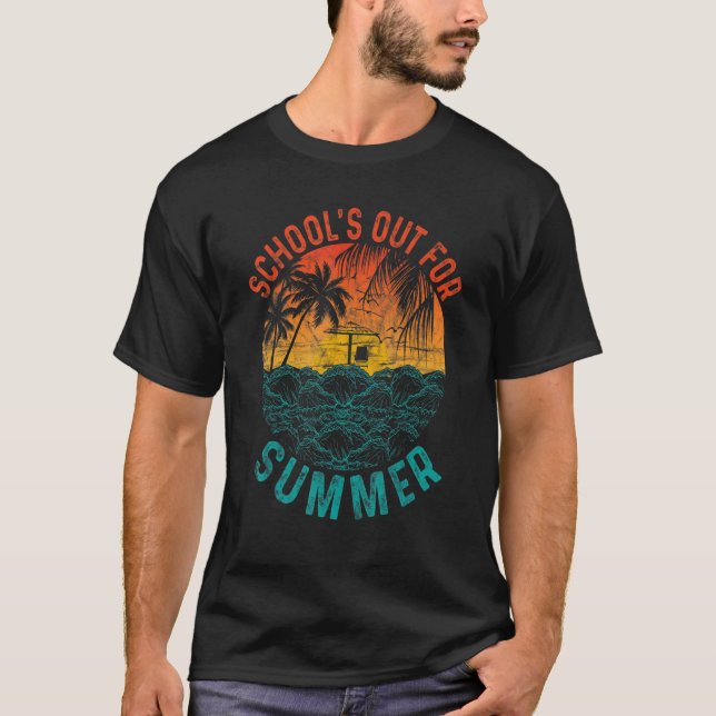 Camiseta Último Dia De Escolas Para Professores De Verão (Frente)
