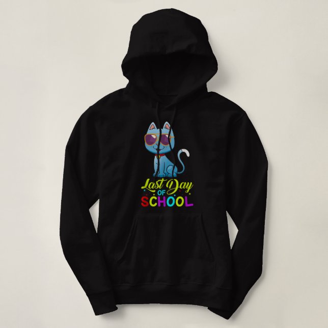 Camiseta Último Dia De Professores De Escola Verão Com Cat  (Frente do Design)