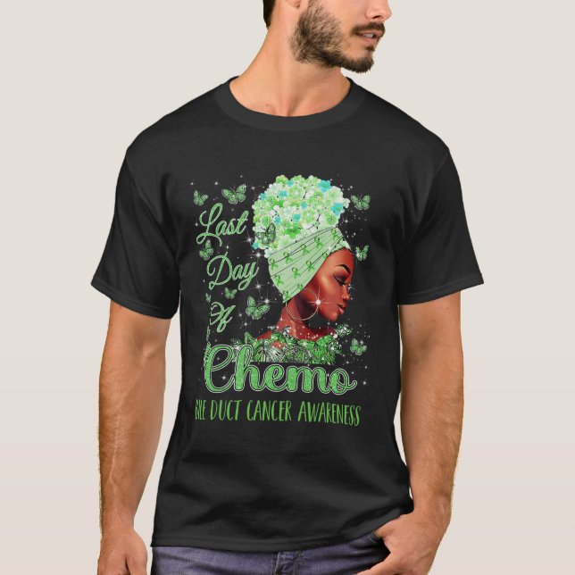 Camiseta Último Dia De Quimioterapia Conscientização do Cân (Frente)