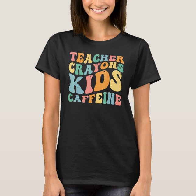 Camiseta Último Dia Groovy de Professores Escolares Giz Col (Frente)