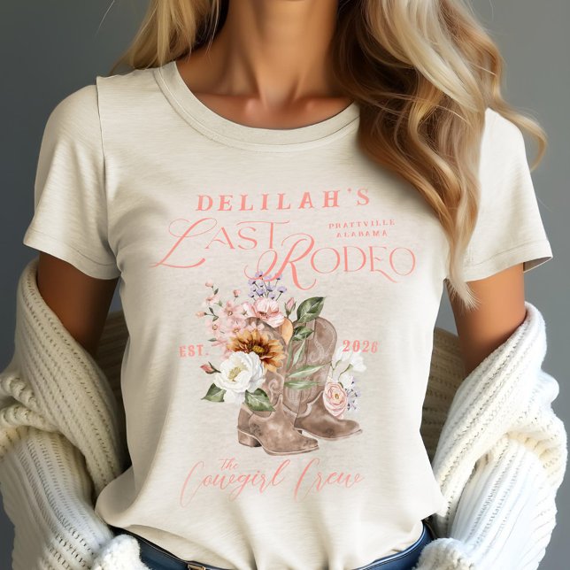 Camiseta Último Rodeio Chic Cowgirl Boots Partido Bridal Oc (Last Rodeo Chic Cowgirl Boots Western Bridal Party Tri-Blend Shirt)
