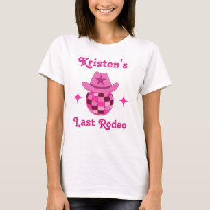 Camiseta Último Rodeio Rosa Disco Cowgirl Despedida de Solt