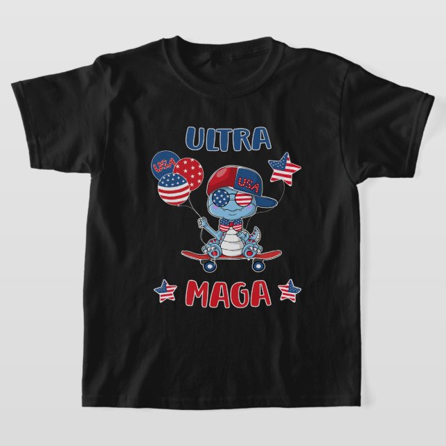 Camiseta Ultra Maga 4 de julho Crianças Dinossauro com Sung (Postura )