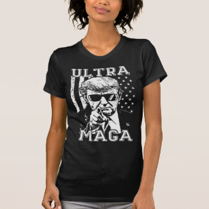Camiseta Ultra MAGA Diversão Anti Biden US Flag Pro Trump T