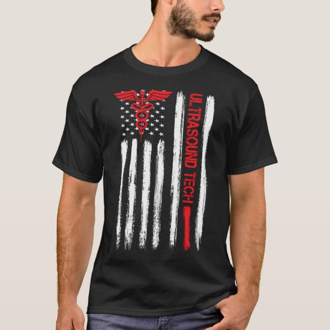 Camiseta Ultrassom Tech American Flag Cardiopatias Vascular (Frente)