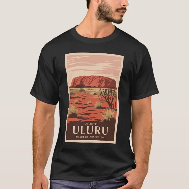 Camiseta Uluru Austrália - Viagem Art Vintage (Frente)