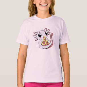 Camiseta Um adorável axolotl comendo pizza