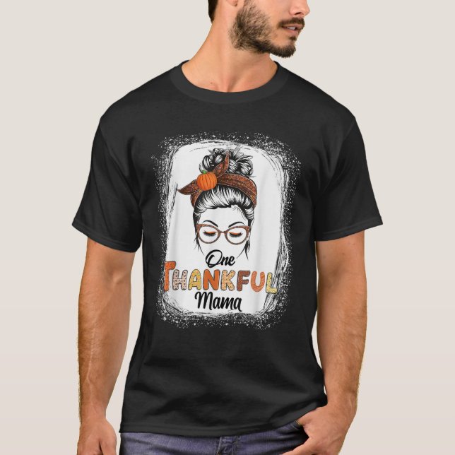Camiseta Um agradecido Mama Messy Bun Fall Blea (Frente)