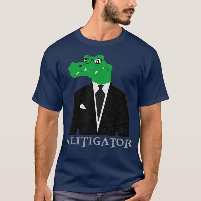 Camiseta Um Alligador De Litigador No Ensino Engraçado, Adv (Frente)