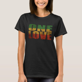 Camiseta UM AMOR Vermelho, Dourado e Verde